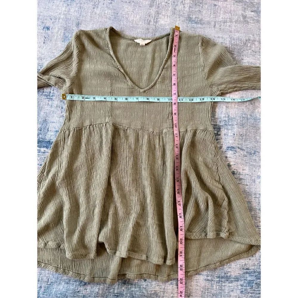 Sim & Sam Green Ruched Fabric Long Sleeve Boho Top Small - Picture 4 of 8